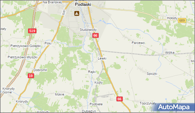 mapa Lewki gmina Bielsk Podlaski, Lewki gmina Bielsk Podlaski na mapie Targeo
