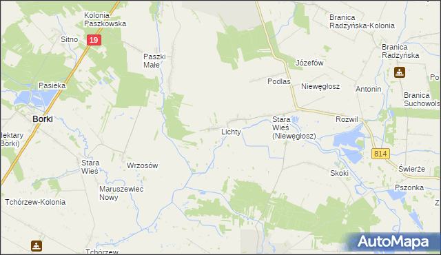 mapa Lichty, Lichty na mapie Targeo