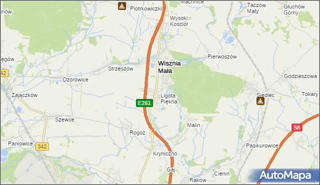 mapa Ligota Piękna, Ligota Piękna na mapie Targeo