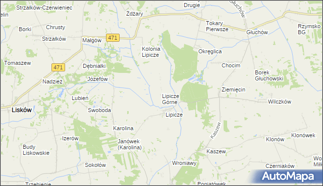 mapa Lipicze Górne, Lipicze Górne na mapie Targeo