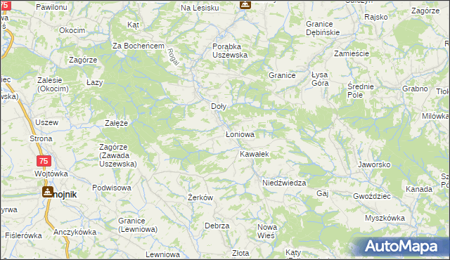 mapa Łoniowa, Łoniowa na mapie Targeo