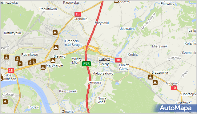 mapa Lubicz Dolny, Lubicz Dolny na mapie Targeo