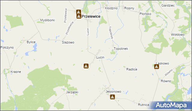 mapa Lucin gmina Przelewice, Lucin gmina Przelewice na mapie Targeo