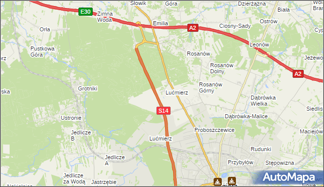 mapa Lućmierz-Las, Lućmierz-Las na mapie Targeo