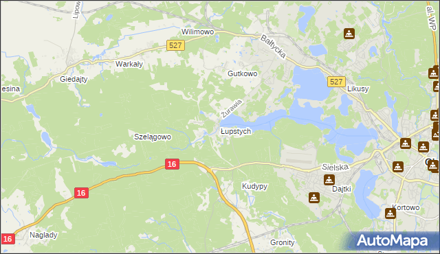 mapa Łupstych, Łupstych na mapie Targeo