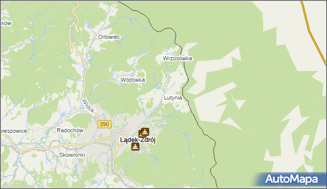 mapa Lutynia gmina Lądek-Zdrój, Lutynia gmina Lądek-Zdrój na mapie Targeo