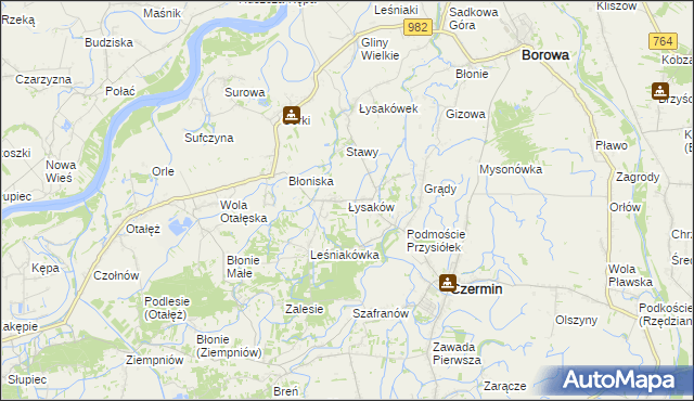 mapa Łysaków gmina Czermin, Łysaków gmina Czermin na mapie Targeo