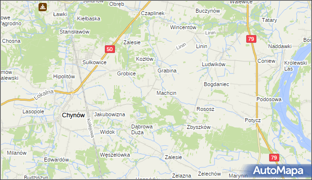 mapa Machcin gmina Chynów, Machcin gmina Chynów na mapie Targeo