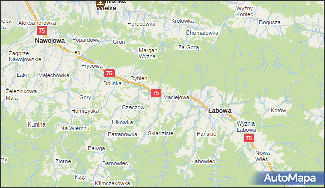 mapa Maciejowa, Maciejowa na mapie Targeo