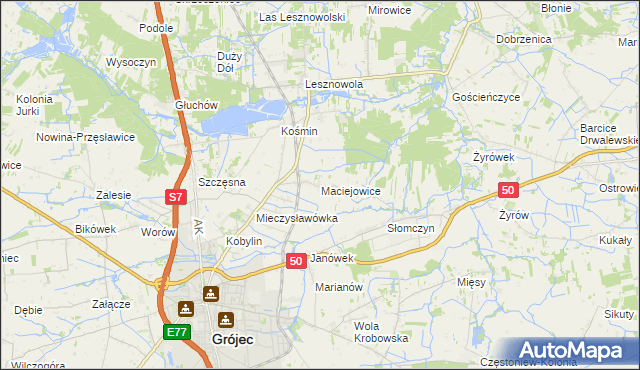 mapa Maciejowice gmina Grójec, Maciejowice gmina Grójec na mapie Targeo