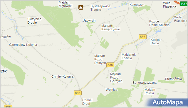 mapa Majdan Kozic Dolnych, Majdan Kozic Dolnych na mapie Targeo