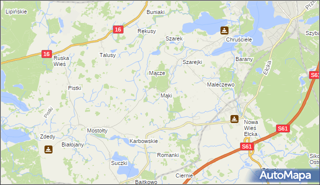 mapa Mąki, Mąki na mapie Targeo