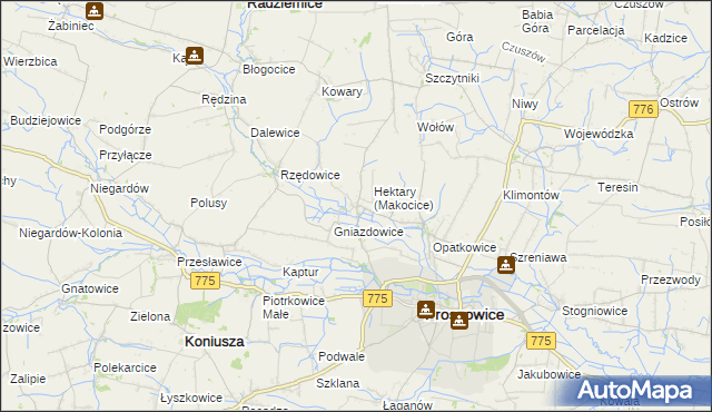 mapa Makocice, Makocice na mapie Targeo