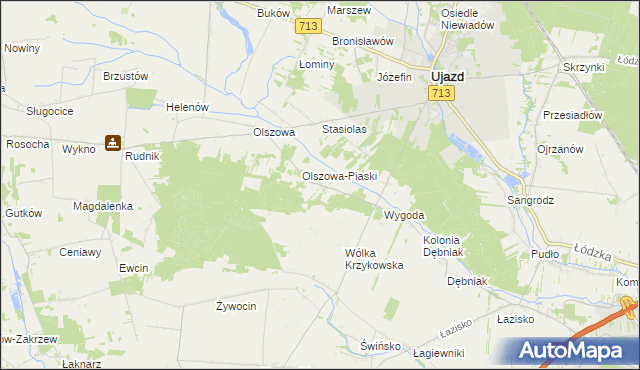 mapa Maksymów gmina Ujazd, Maksymów gmina Ujazd na mapie Targeo