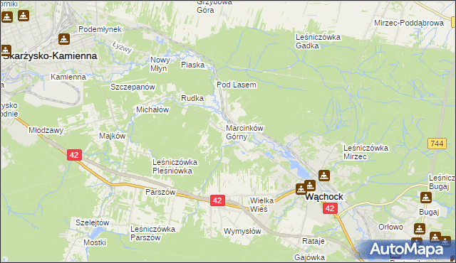 mapa Marcinków gmina Wąchock, Marcinków gmina Wąchock na mapie Targeo