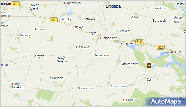 mapa Marianowo gmina Śrem, Marianowo gmina Śrem na mapie Targeo