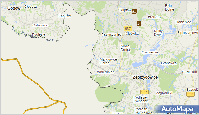 mapa Marklowice Górne, Marklowice Górne na mapie Targeo