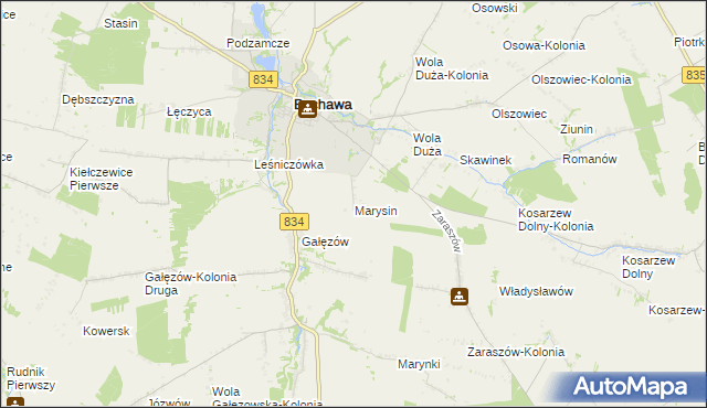 mapa Marysin gmina Bychawa, Marysin gmina Bychawa na mapie Targeo