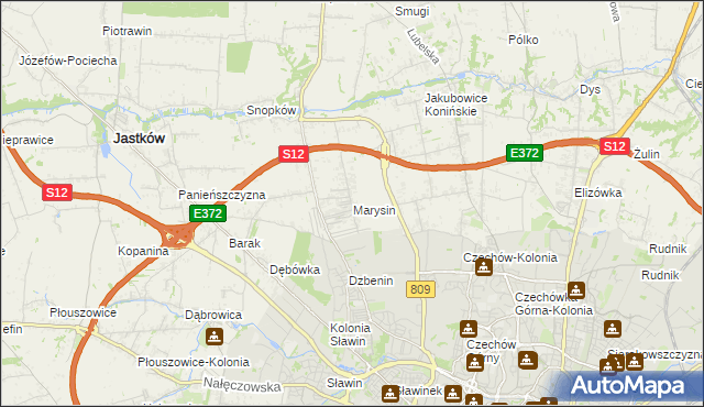 mapa Marysin gmina Jastków, Marysin gmina Jastków na mapie Targeo