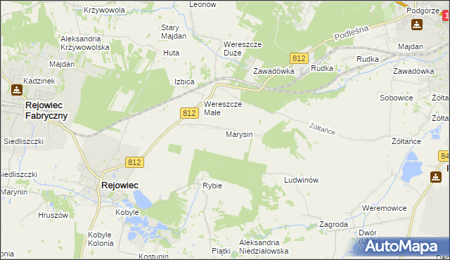 mapa Marysin gmina Rejowiec, Marysin gmina Rejowiec na mapie Targeo