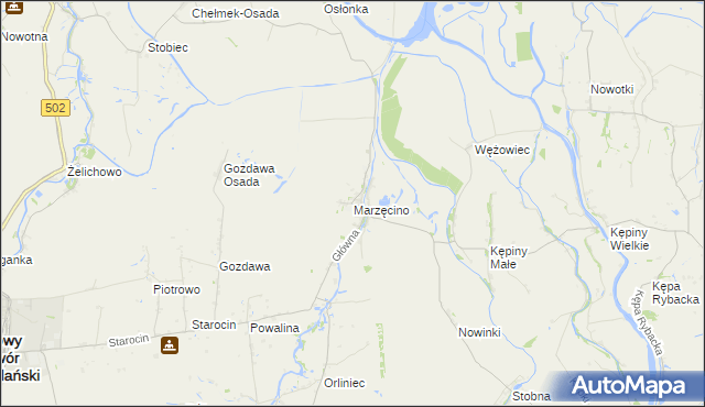 mapa Marzęcino, Marzęcino na mapie Targeo