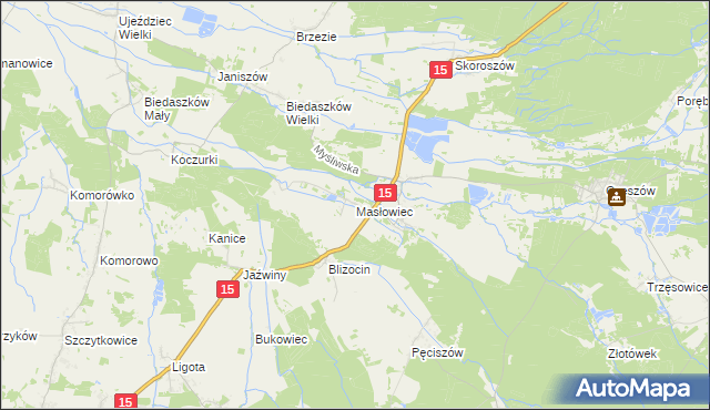 mapa Masłowiec, Masłowiec na mapie Targeo