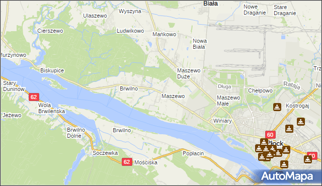 mapa Maszewo gmina Stara Biała, Maszewo gmina Stara Biała na mapie Targeo