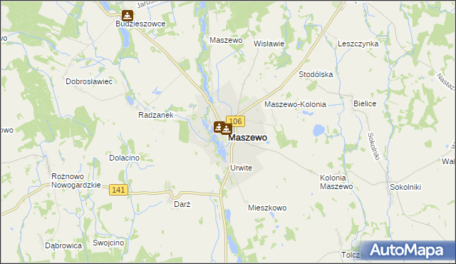 mapa Maszewo powiat goleniowski, Maszewo powiat goleniowski na mapie Targeo