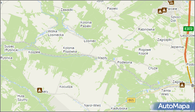 mapa Maziły, Maziły na mapie Targeo