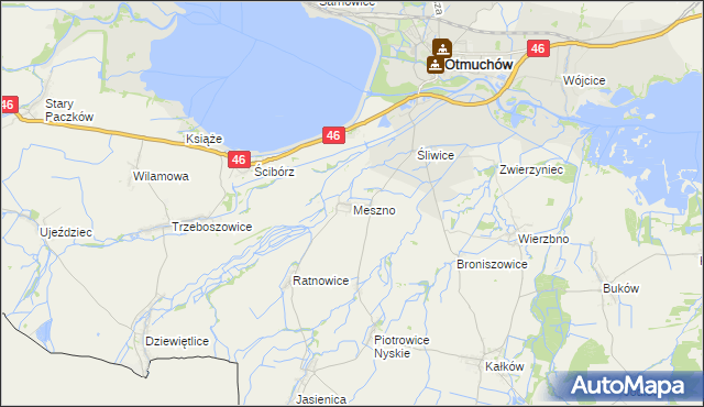 mapa Meszno gmina Otmuchów, Meszno gmina Otmuchów na mapie Targeo