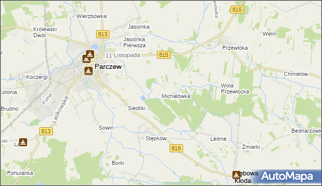 mapa Michałówka gmina Parczew, Michałówka gmina Parczew na mapie Targeo