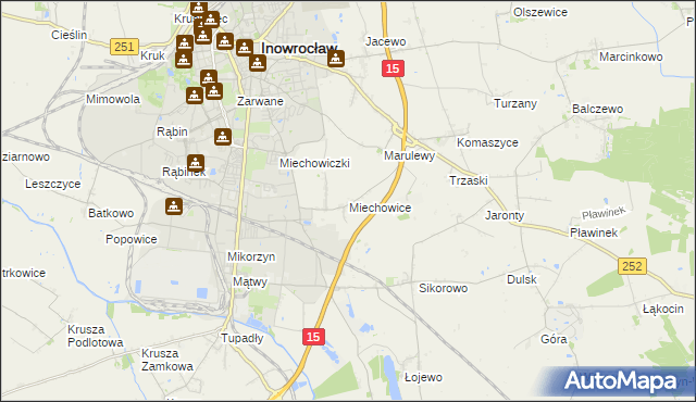mapa Miechowice gmina Inowrocław, Miechowice gmina Inowrocław na mapie Targeo