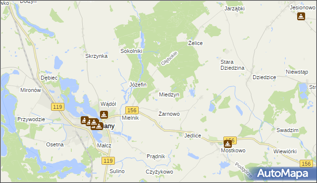 mapa Miedzyn, Miedzyn na mapie Targeo