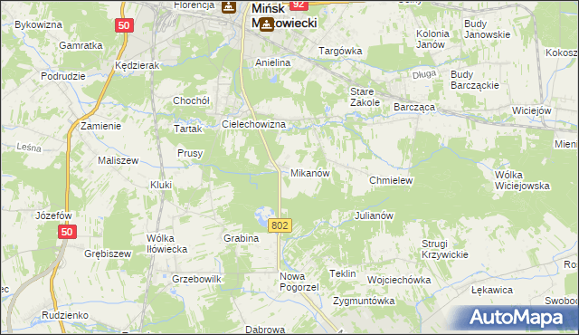 mapa Mikanów, Mikanów na mapie Targeo