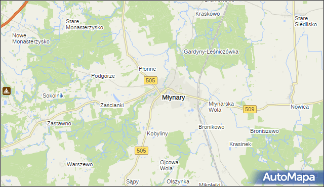 mapa Młynary powiat elbląski, Młynary powiat elbląski na mapie Targeo