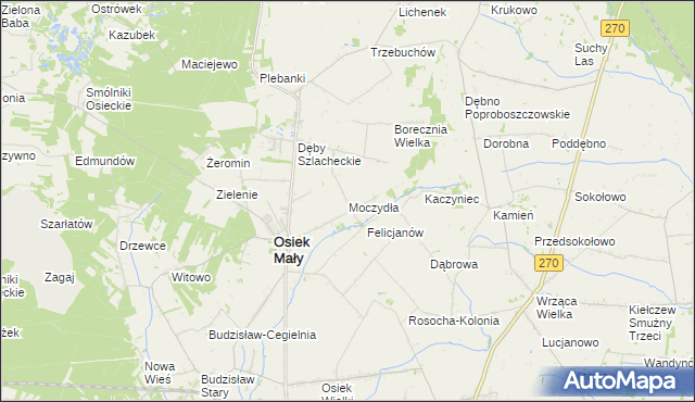 mapa Moczydła gmina Osiek Mały, Moczydła gmina Osiek Mały na mapie Targeo