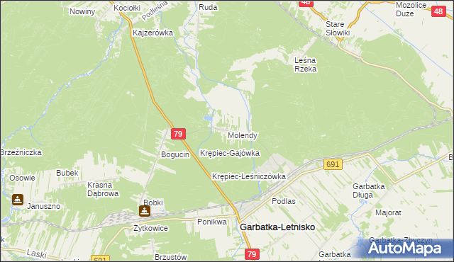 mapa Molendy, Molendy na mapie Targeo