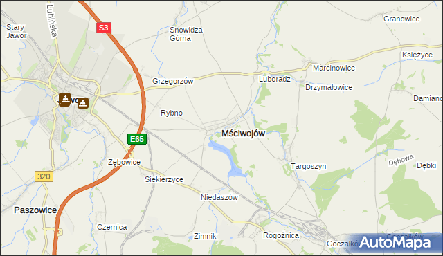 mapa Mściwojów, Mściwojów na mapie Targeo