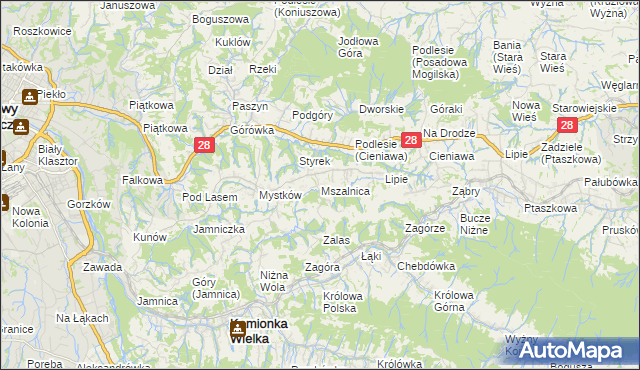 mapa Mszalnica, Mszalnica na mapie Targeo