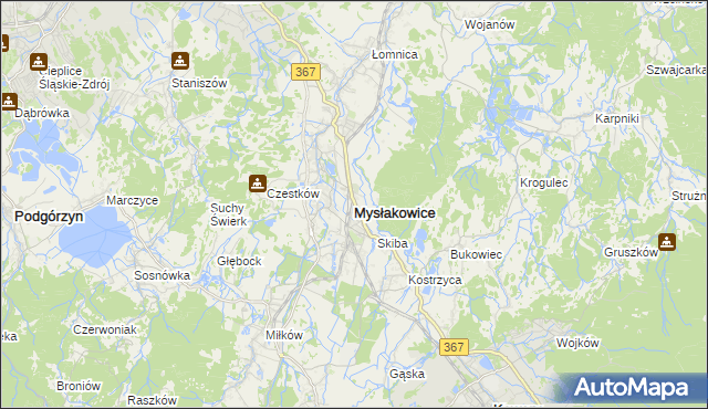 mapa Mysłakowice, Mysłakowice na mapie Targeo