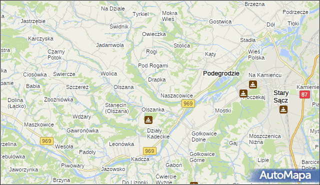 mapa Naszacowice, Naszacowice na mapie Targeo
