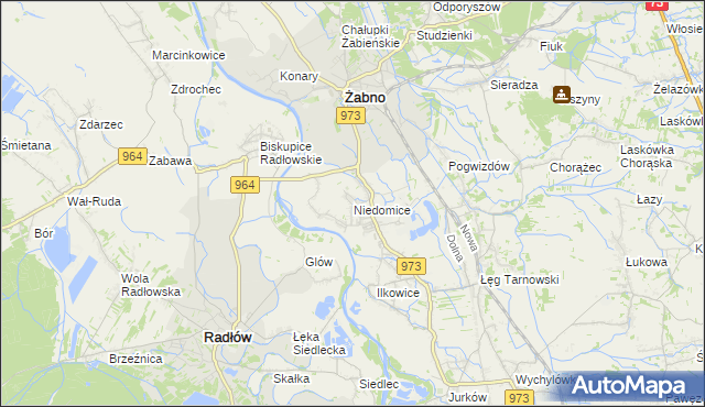 mapa Niedomice, Niedomice na mapie Targeo
