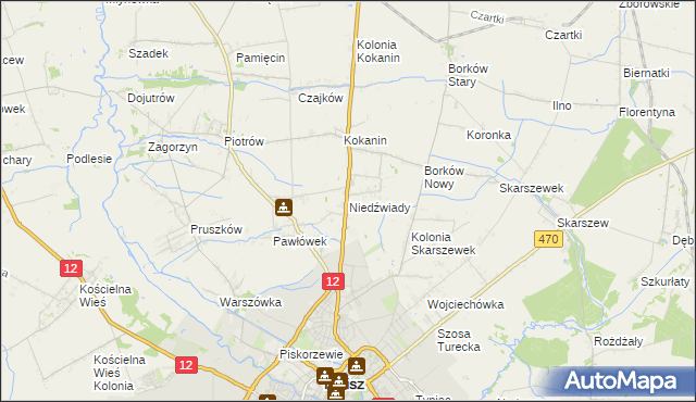 mapa Niedźwiady gmina Żelazków, Niedźwiady gmina Żelazków na mapie Targeo