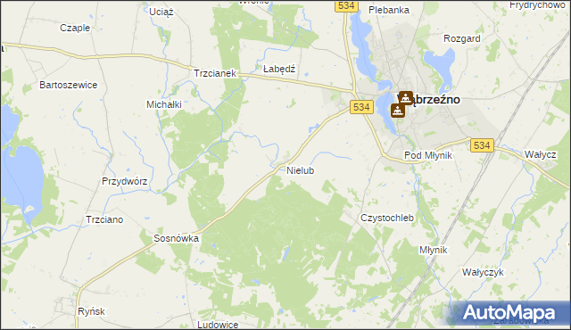 mapa Nielub, Nielub na mapie Targeo