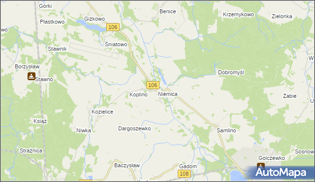 mapa Niemica gmina Golczewo, Niemica gmina Golczewo na mapie Targeo
