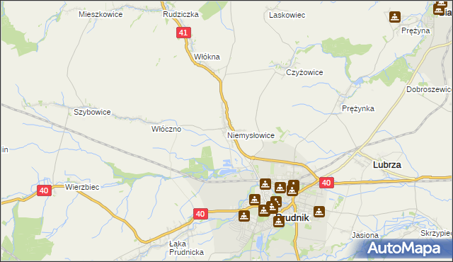 mapa Niemysłowice, Niemysłowice na mapie Targeo