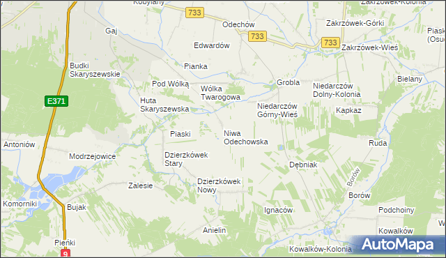 mapa Niwa Odechowska, Niwa Odechowska na mapie Targeo