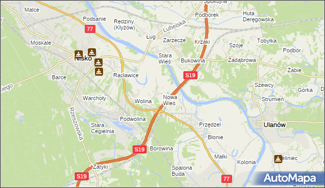 mapa Nowa Wieś gmina Nisko, Nowa Wieś gmina Nisko na mapie Targeo