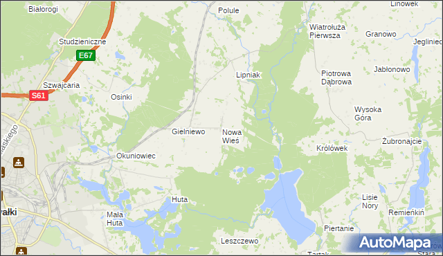 mapa Nowa Wieś gmina Suwałki, Nowa Wieś gmina Suwałki na mapie Targeo