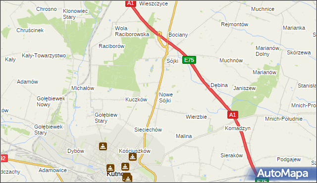 mapa Nowe Sójki, Nowe Sójki na mapie Targeo